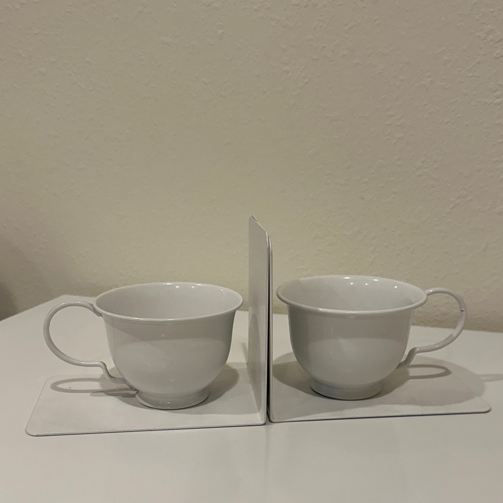 Typo White Teacup Bookends